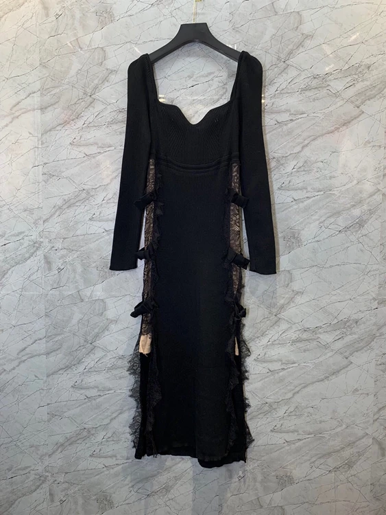 2021 new women fashion irregular neckline side lace stitching decoration long-sleeved dress 1017
2021 new women fashion irregular neckline side lace stitching decoration long-sleeved dress 1017