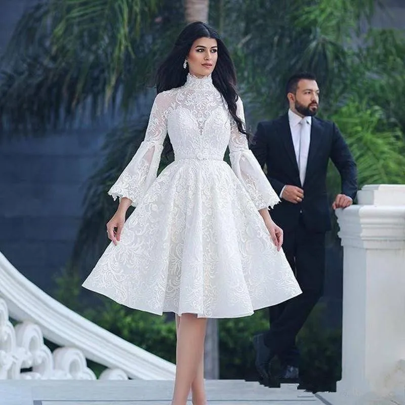 Elegant Cocktail Dresses A-line High Collar 3/4 Sleeves Knee Length Lace Homecoming Dresses
Elegant Cocktail Dresses A-line High Collar 3/4 Sleeves Knee Length Lace Homecoming Dresses