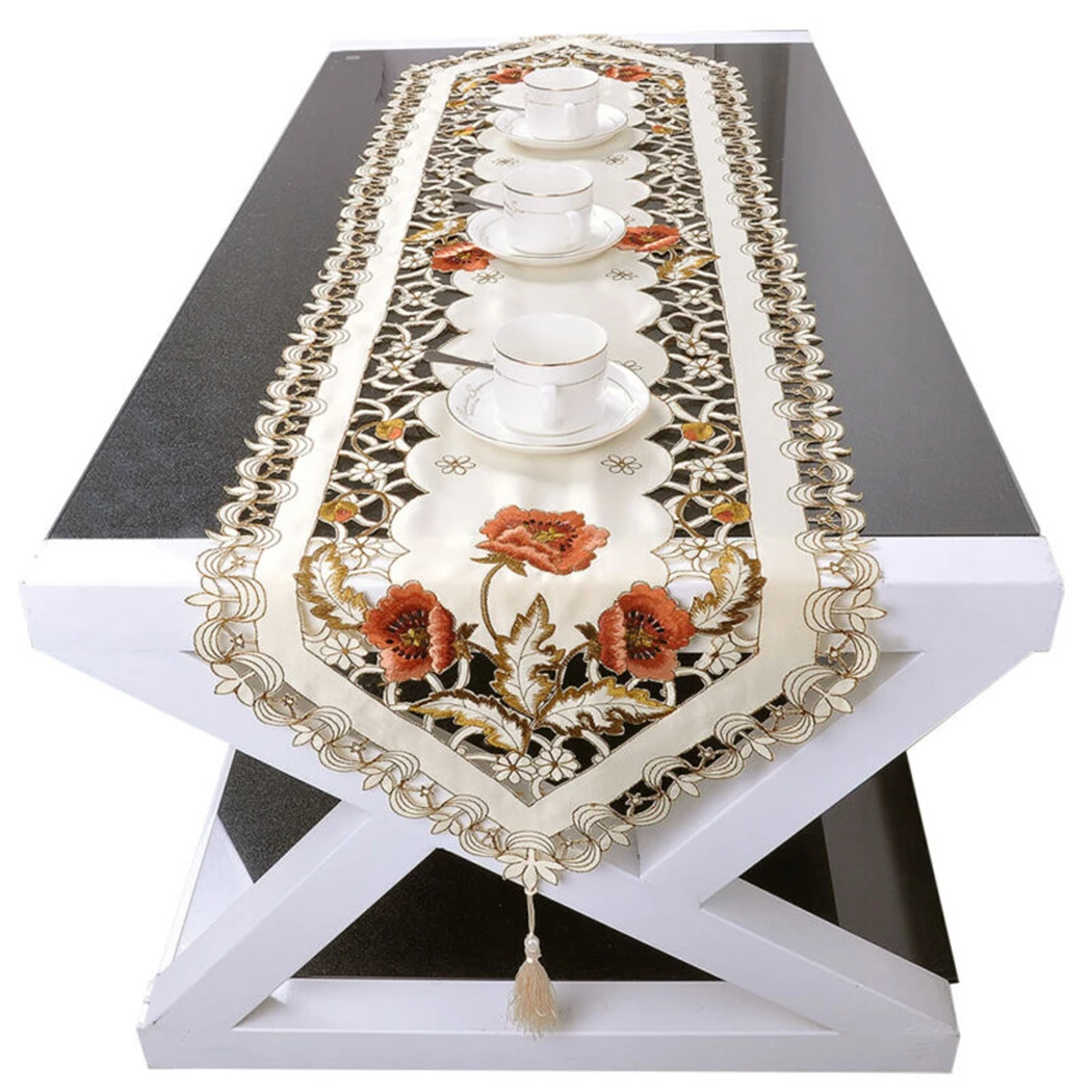 Lace Table Runner Embroidered Tablecloth Wedding Valentine Day Home Decoration Satin Fabric Anti-stain Kitchen Tools Accessories
Lace Table Runner Embroidered Tablecloth Wedding Valentine Day Home Decoration Satin Fabric Anti-stain Kitchen Tools Accessories