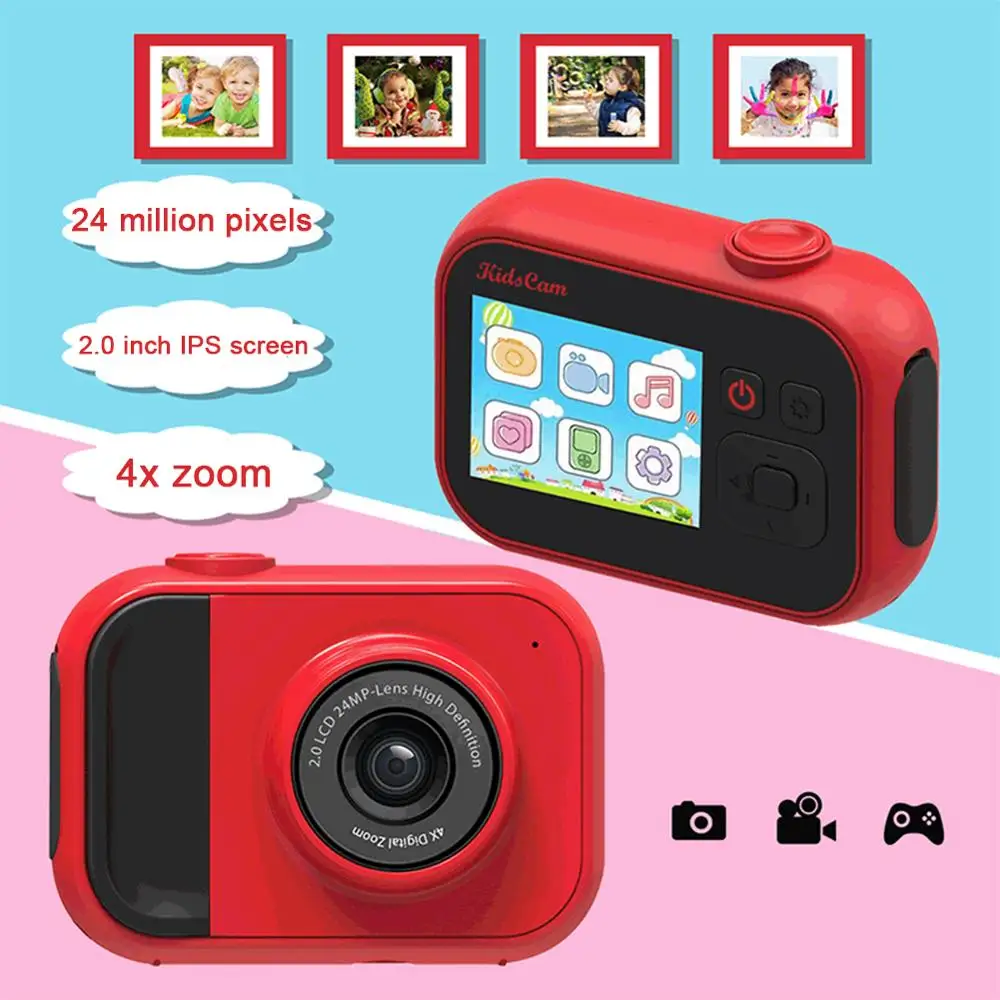 Образовательная детская мини фотокамера 24 МП Full HD 1080P Цифровая камера 4-кратный