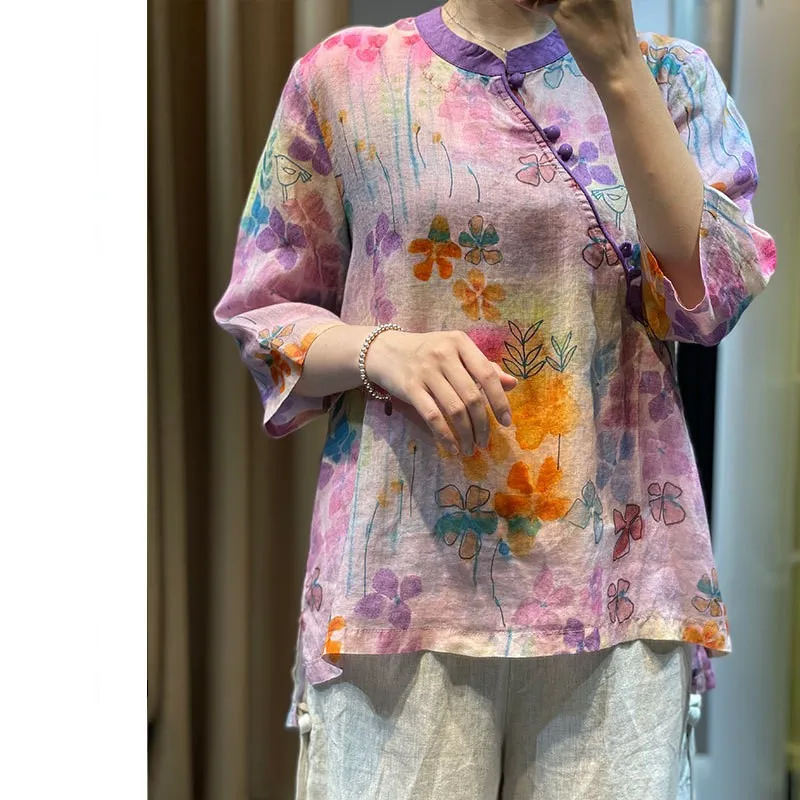 Nagodo Cotton Linen Chinese Top 2021 Summer O-neck Print Flower Chinese Traditional Shirt Causal Loose Chinese Clothes Blouses
Nagodo Cotton Linen Chinese Top 2021 Summer O-neck Print Flower Chinese Traditional Shirt Causal Loose Chinese Clothes Blouses
