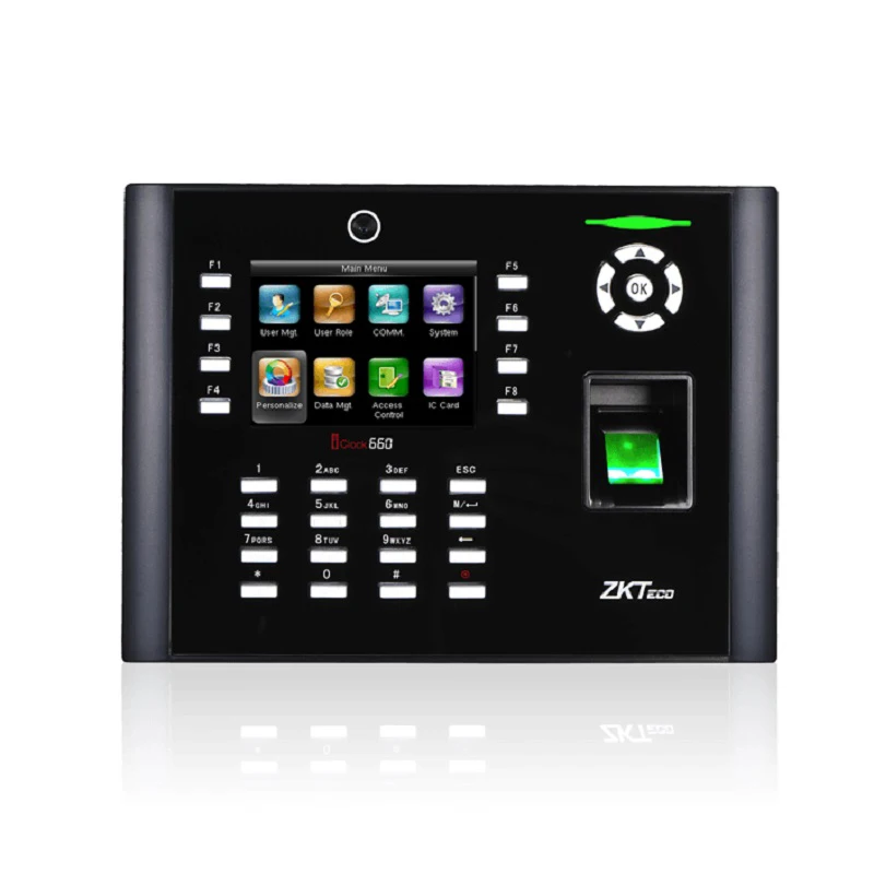 Высокоскоростной ZK iClock660 терминал отпечатков пальцев времени посещаемости экран