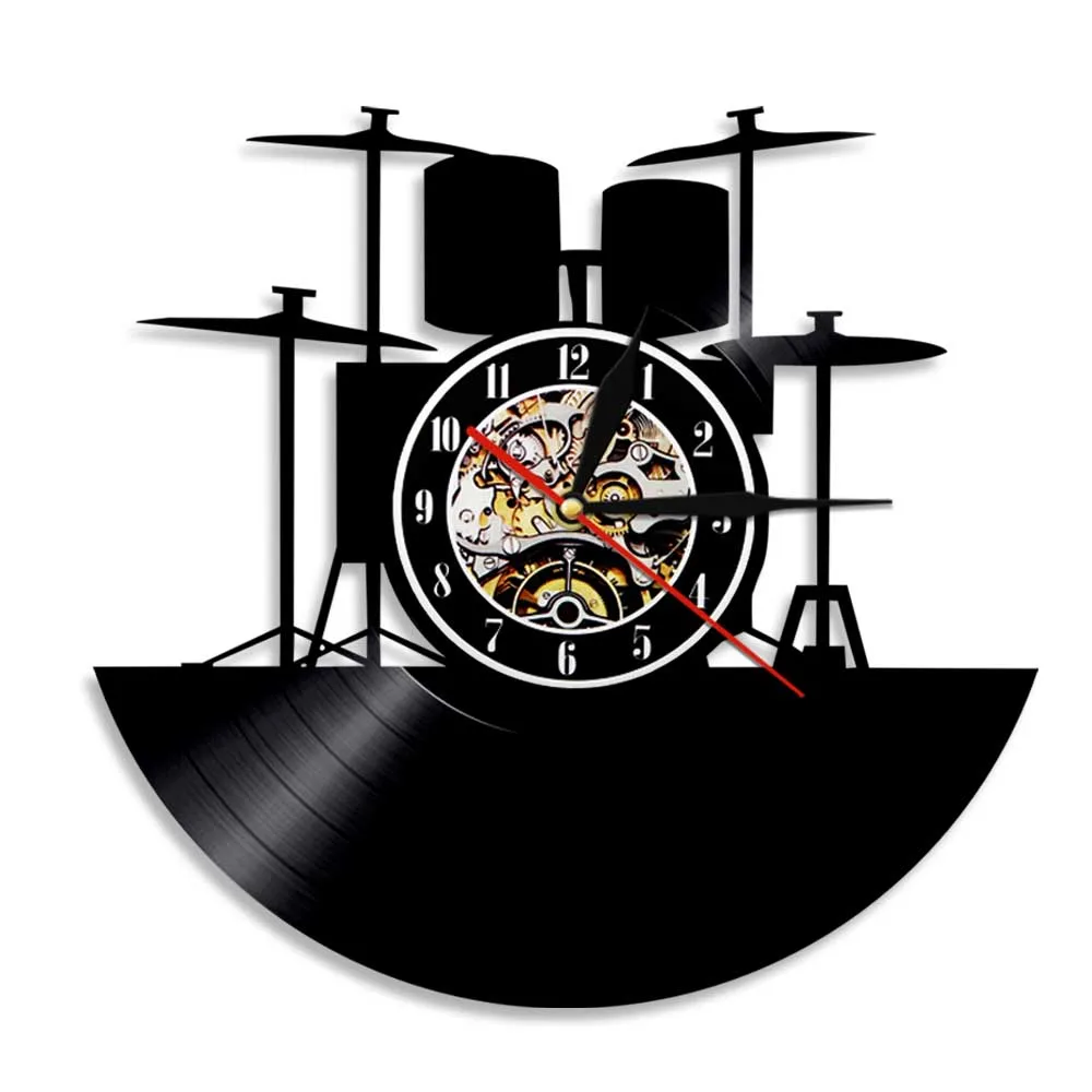 

Барабанный комплект виниловая пластина настенные часы музыкальная лента барабан Музыкальные инструменты барабанный домашний декор настенные часы Уникальный рок музыка любимый подарок