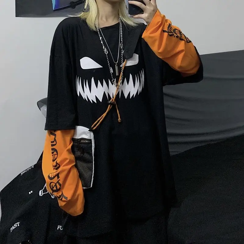 Gothic Tshirt Women 2021 Punk Vintage Clothing Spring Long Sleeve Y2k Pumpkin Print Top Female Casual MINGLIUSILI Tee Shirt
Gothic Tshirt Women 2021 Punk Vintage Clothing Spring Long Sleeve Y2k Pumpkin Print Top Female Casual MINGLIUSILI Tee Shirt