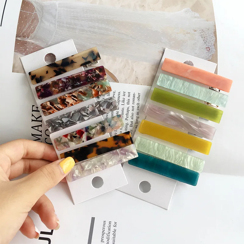 Acetate Korean Version of the Simple Jewelry Hair Accessories Hairpin Rectangular Duckbill Clip Top Word Bangs Clip
Acetate Korean Version of the Simple Jewelry Hair Accessories Hairpin Rectangular Duckbill Clip Top Word Bangs Clip