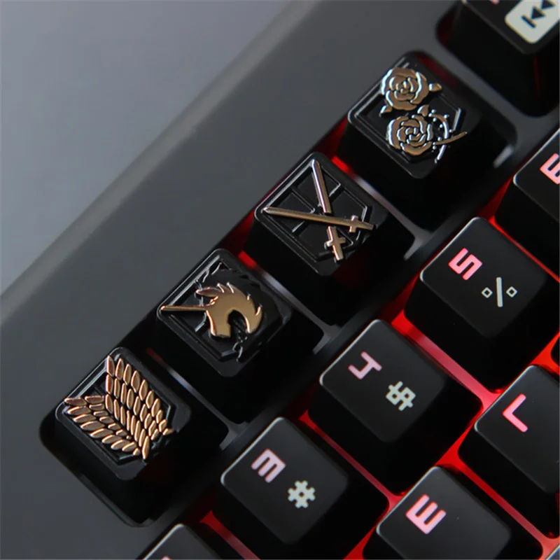 

Keycap 1 pcs Attack on Titan theme aluminum alloy metal mechanical keyboards keycaps R4 height for Cherry MX axis