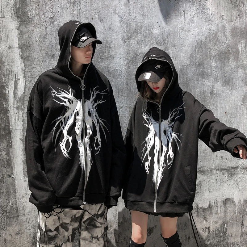 Men's Hoodie Punk Pattern Print Autumn Streetwear Zipper Ribbon Oversized Black Casual Harajuku Novelty Trend Fashion Jacket
Men's Hoodie Punk Pattern Print Autumn Streetwear Zipper Ribbon Oversized Black Casual Harajuku Novelty Trend Fashion Jacket