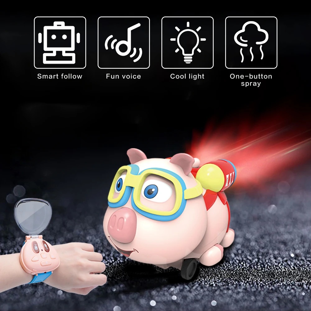 RC свинья игрушечный автомобиль с 2 4G часы Управление Робот р/у Amimal игрушка лампой
