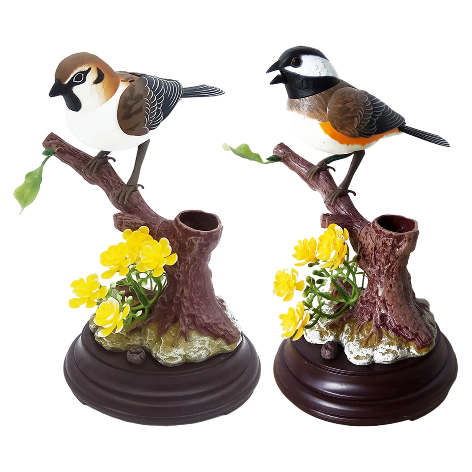 

Simulation Birds 3 AA Battery Powered Sound Activated Can Move Chirp Sparrow Toy for Office Home Decorative