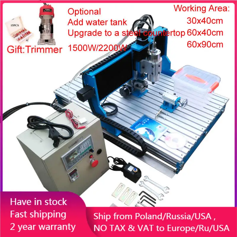 2.2KW CNC Engraver Machine 6090 DSP Control Box CNC 6040 Hobby Desktop Engraving Drilling Milling Aluminum Machine with Trimmer
2.2KW CNC Engraver Machine 6090 DSP Control Box CNC 6040 Hobby Desktop Engraving Drilling Milling Aluminum Machine with Trimmer