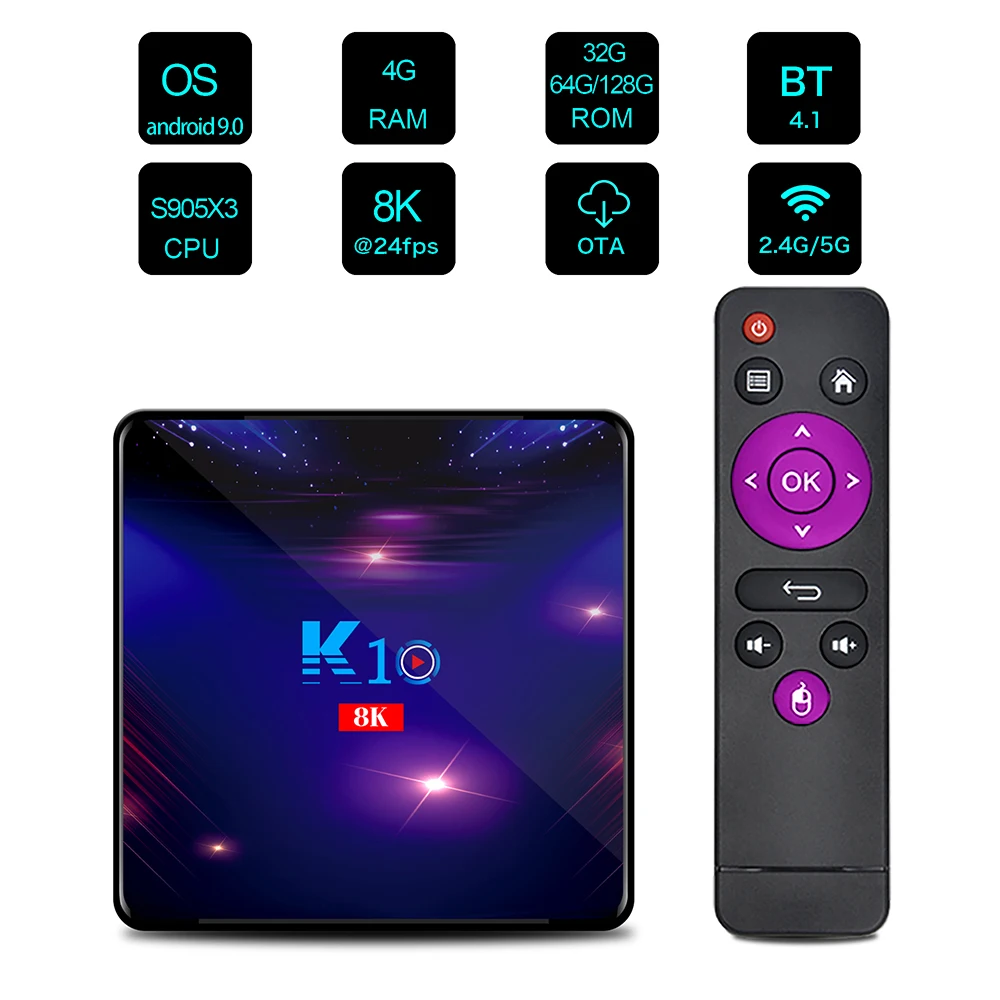 Приставка Смарт ТВ K10 Android 9 0 Amlogic S905X3 8K Wi Fi Ethernet 1000 м|ТВ-приставки и медиаплееры| |
