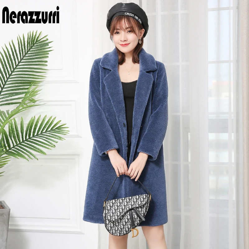 Nerazzurri winter women real fur coat drop shoulder notched lapel purple blue genuine shearling teddy jacket sheep wool fur coat
Nerazzurri winter women real fur coat drop shoulder notched lapel purple blue genuine shearling teddy jacket sheep wool fur coat
