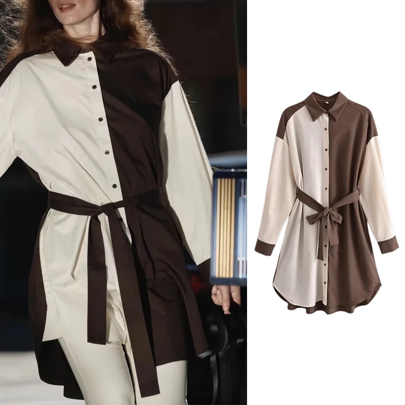 Женское однобортное платье-рубашка Za, повседневное однобортное мини-платье с отложным воротником и поясом, Осеннее праздничное платье 2021
Женское однобортное платье-рубашка Za, повседневное однобортное мини-платье с отложным воротником и поясом, Осеннее праздничное платье 2021