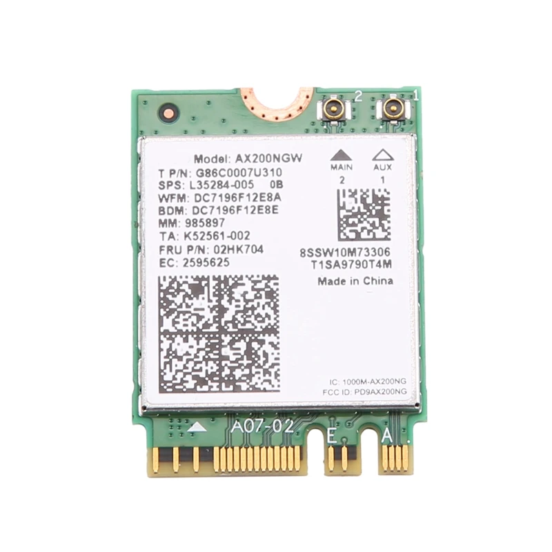 Dual Band 2.4Gbps Wi-Fi 6 AX200NGW 802.11Ax/Ac MU-MIMO 2X2 Wifi AX200 NGFF M.2 Bluetooth 5.0 Network Wlan Card+Antenna
Dual Band 2.4Gbps Wi-Fi 6 AX200NGW 802.11Ax/Ac MU-MIMO 2X2 Wifi AX200 NGFF M.2 Bluetooth 5.0 Network Wlan Card+Antenna