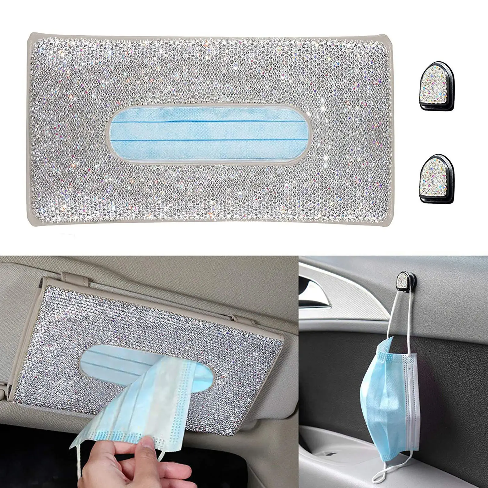 Bling Rhinestones Car Tissue Box Crystal Sun Visor Tissue Holder Car Stylish Diamond Tissue Paper Storage Case Decoration
Bling Rhinestones Car Tissue Box Crystal Sun Visor Tissue Holder Car Stylish Diamond Tissue Paper Storage Case Decoration