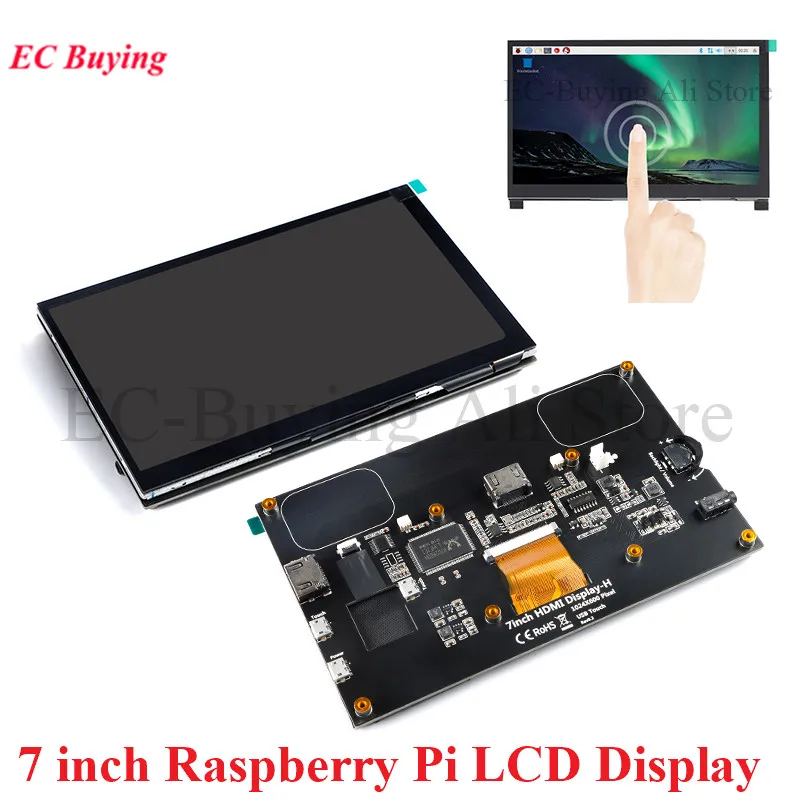 

7" 7 inch HDMI LCD Display Module Capacitive Touch Screen 1024X600 IPS HD Full Viewing Angle Compatible with Raspberry Pi 3B+/4B