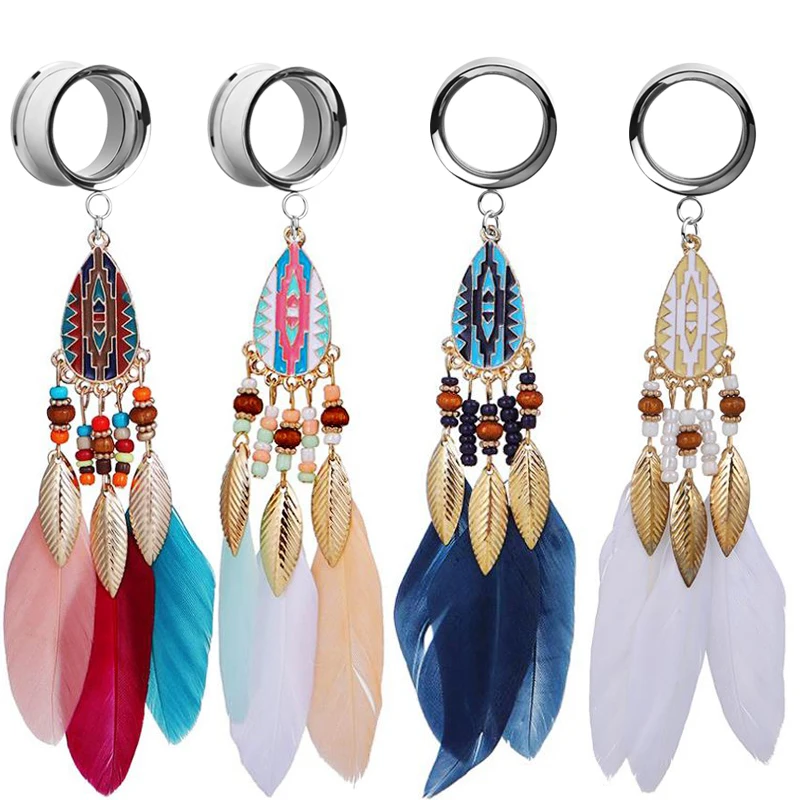 2Pcs Feather Dangle Ear Plugs Gauges Earrings Stretchers Ear Tunnels Piercing Expander Bohemia Tunnel Plug Body Jewelry Reamer
2Pcs Feather Dangle Ear Plugs Gauges Earrings Stretchers Ear Tunnels Piercing Expander Bohemia Tunnel Plug Body Jewelry Reamer