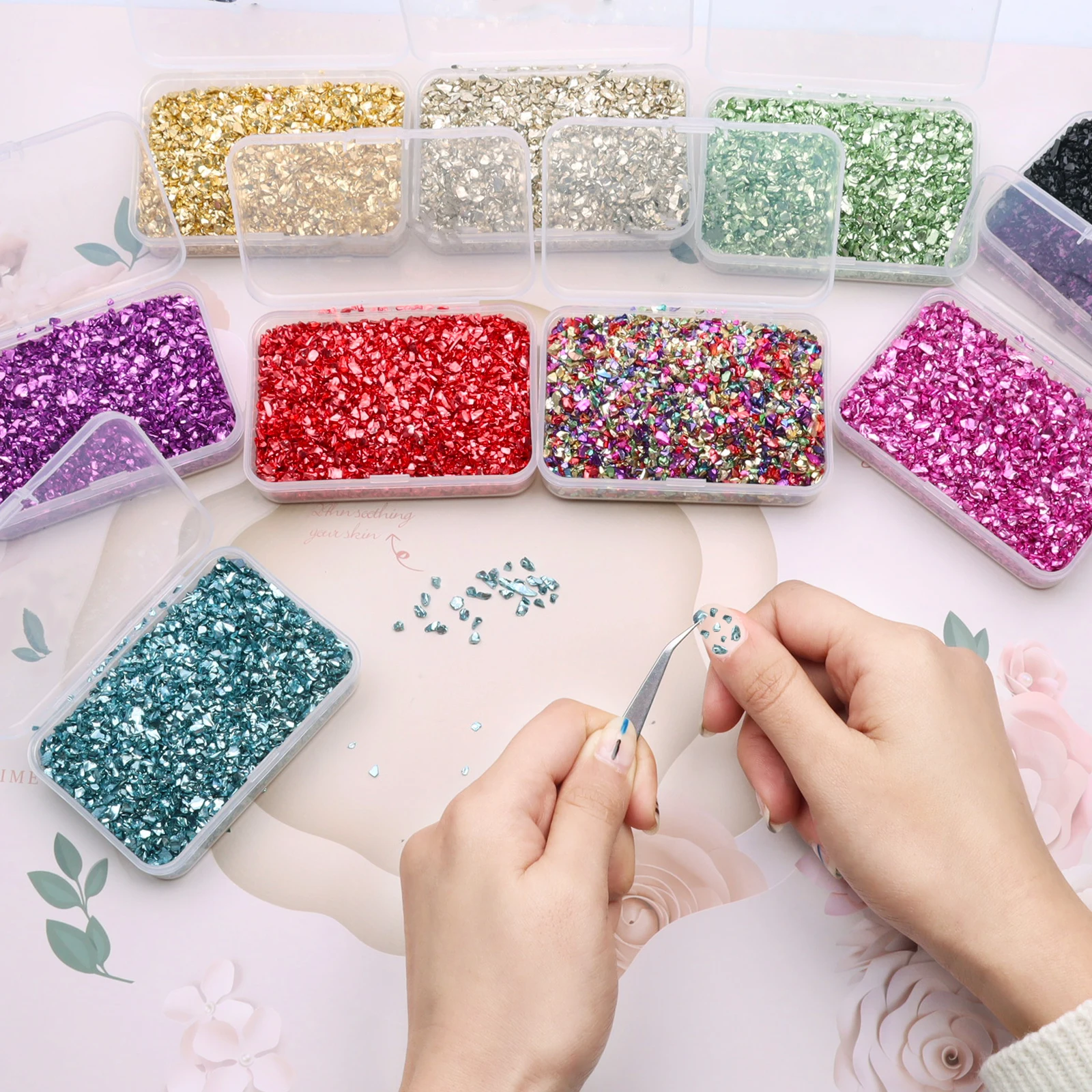 100g Crushed Glass Glitter Metal Nail Chips for DIY Jewelry Making Nail Art Coaster Filling Decorative Crystal For Epoxy Resin
100g Crushed Glass Glitter Metal Nail Chips for DIY Jewelry Making Nail Art Coaster Filling Decorative Crystal For Epoxy Resin
