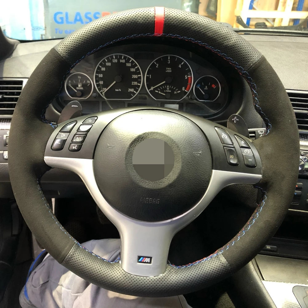 Black Genuine Leather Suede Non-Slip DIY Car Steering Wheel Cover For BMW E46 E39 330i 540i 525i 530i 330Ci M3 2001 2002 2003
Black Genuine Leather Suede Non-Slip DIY Car Steering Wheel Cover For BMW E46 E39 330i 540i 525i 530i 330Ci M3 2001 2002 2003