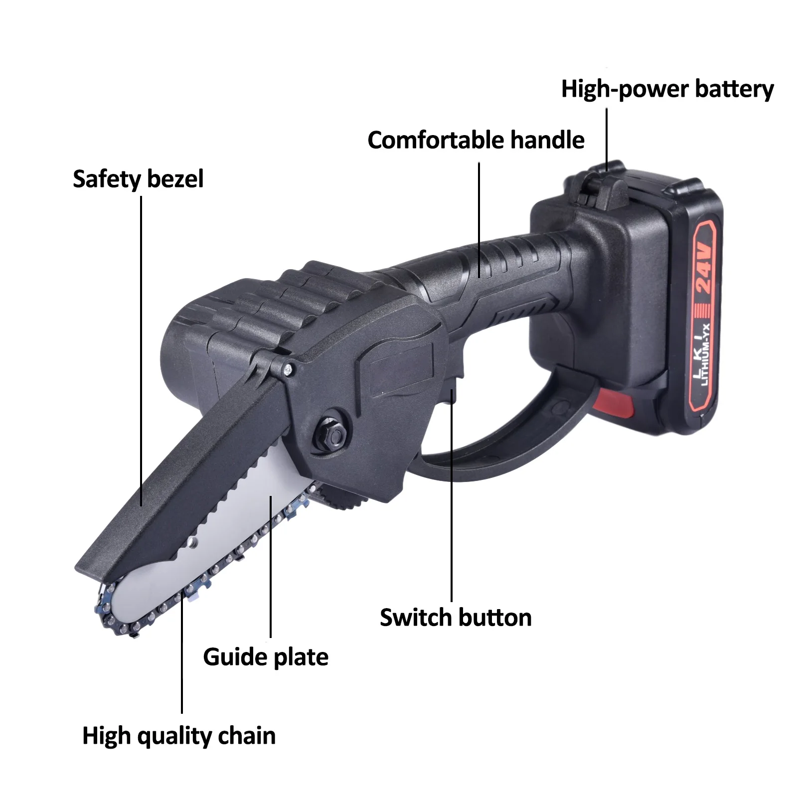 Mini Electric Chainsaw Wireless Handheld Pruning Saw Lithium Battery Woodworking Electric Saw Home Garden Logging Power Tool 
Mini Electric Chainsaw Wireless Handheld Pruning Saw Lithium Battery Woodworking Electric Saw Home Garden Logging Power Tool