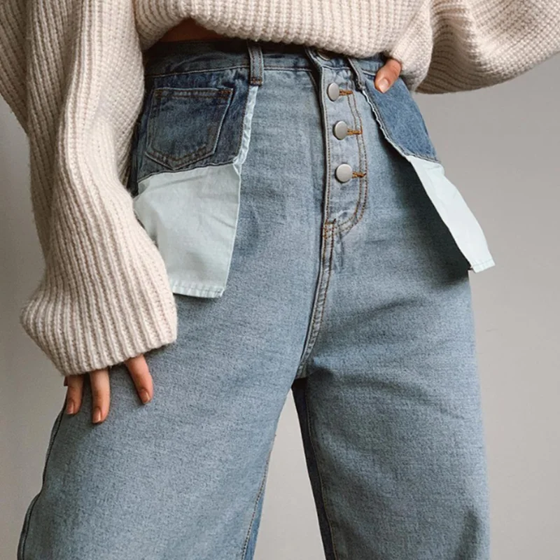 Pocket Anti-Car Stitching Contrast Color High-Waist Trousers Spring European American Women's Pants Casual Straight-leg Jeans
Pocket Anti-Car Stitching Contrast Color High-Waist Trousers Spring European American Women's Pants Casual Straight-leg Jeans