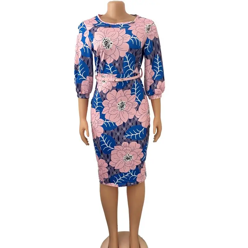 Women Bodycon Printed Dress Three Quarter Sleeves Midi Office Ladies African Female Plus Size Floral Pink Dress
Women Bodycon Printed Dress Three Quarter Sleeves Midi Office Ladies African Female Plus Size Floral Pink Dress