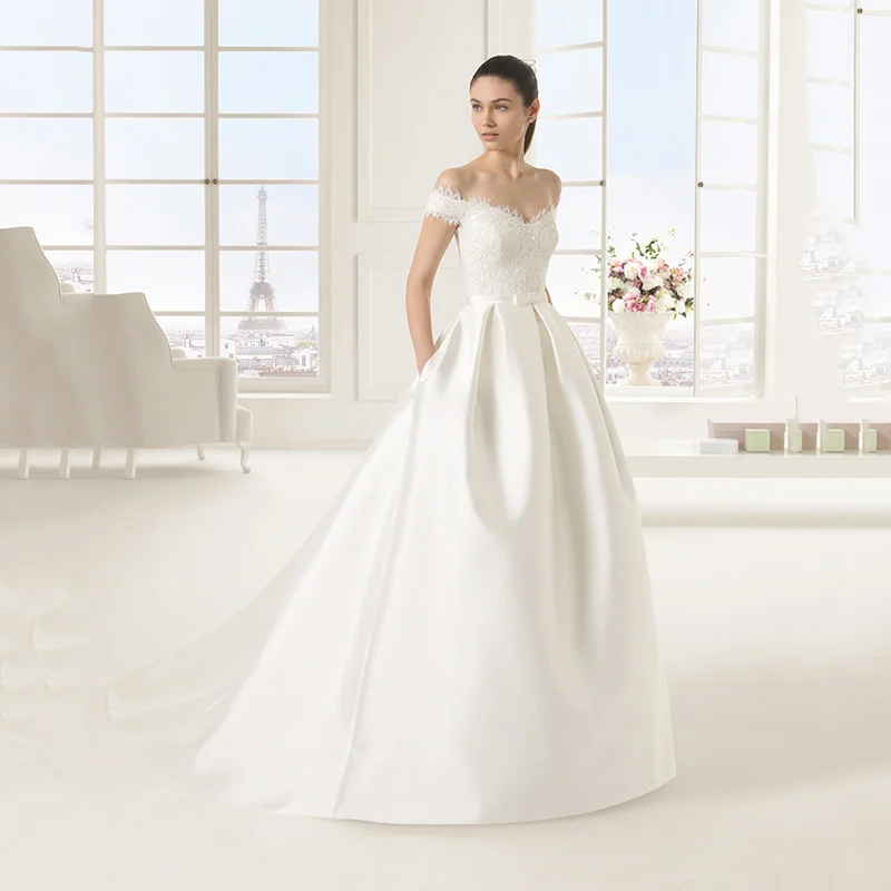 Атласное свадебное платье для невесты бежевого и белого цвета, облегающее простое кружевное свадебное платье, модное свадебное платье для ... 
Атласное свадебное платье для невесты бежевого и белого цвета, облегающее простое кружевное свадебное платье, модное свадебное платье для ...