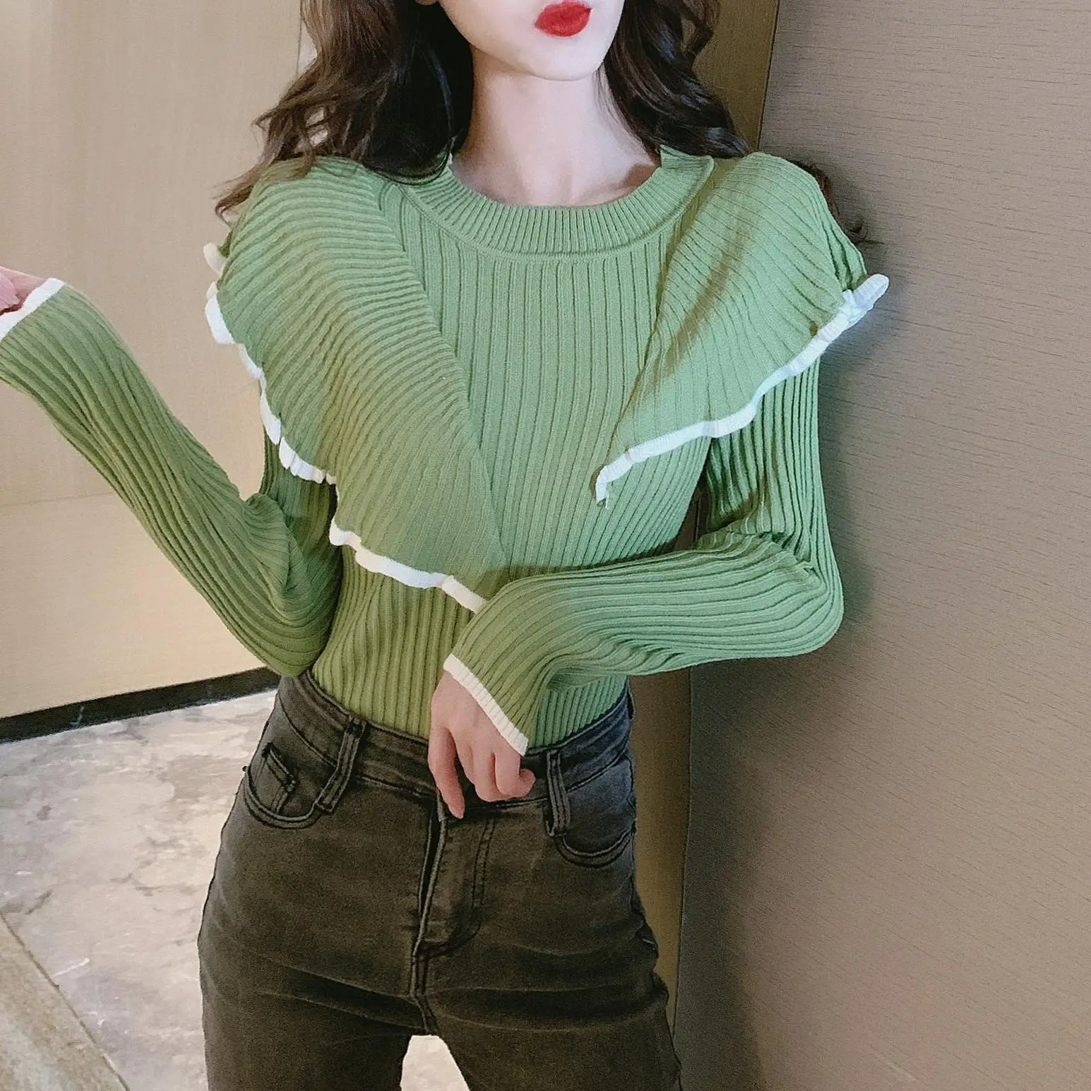 Autumn Winter Sweater Women Pullovers Fashion Women's Patchwork Ruffles Full Sleeve Sweaters For Female
Autumn Winter Sweater Women Pullovers Fashion Women's Patchwork Ruffles Full Sleeve Sweaters For Female