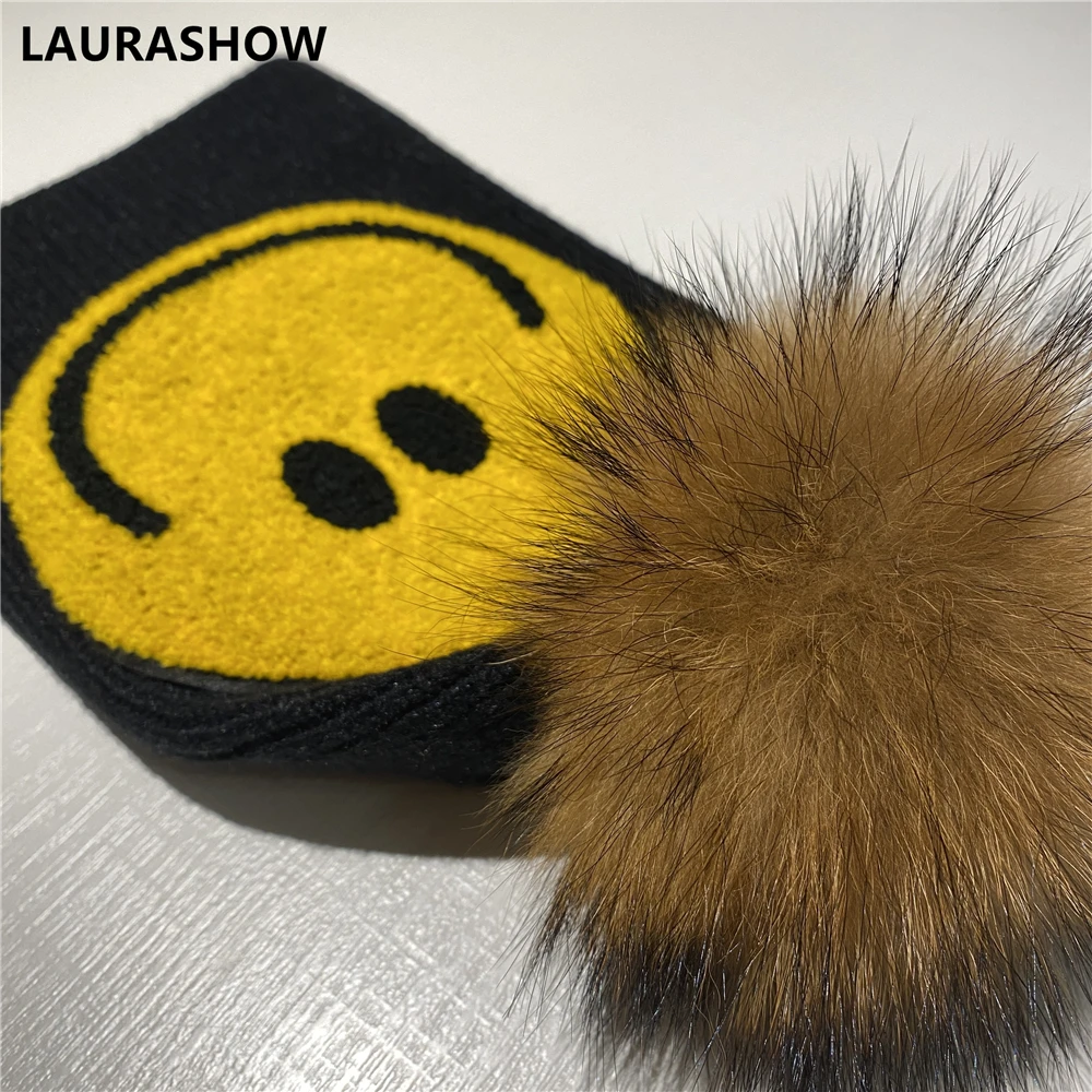 LAURASHOW Winter Spring Knit Hat With Real Raccoon Fur Ball Pom Adult Headgear Cap
LAURASHOW Winter Spring Knit Hat With Real Raccoon Fur Ball Pom Adult Headgear Cap