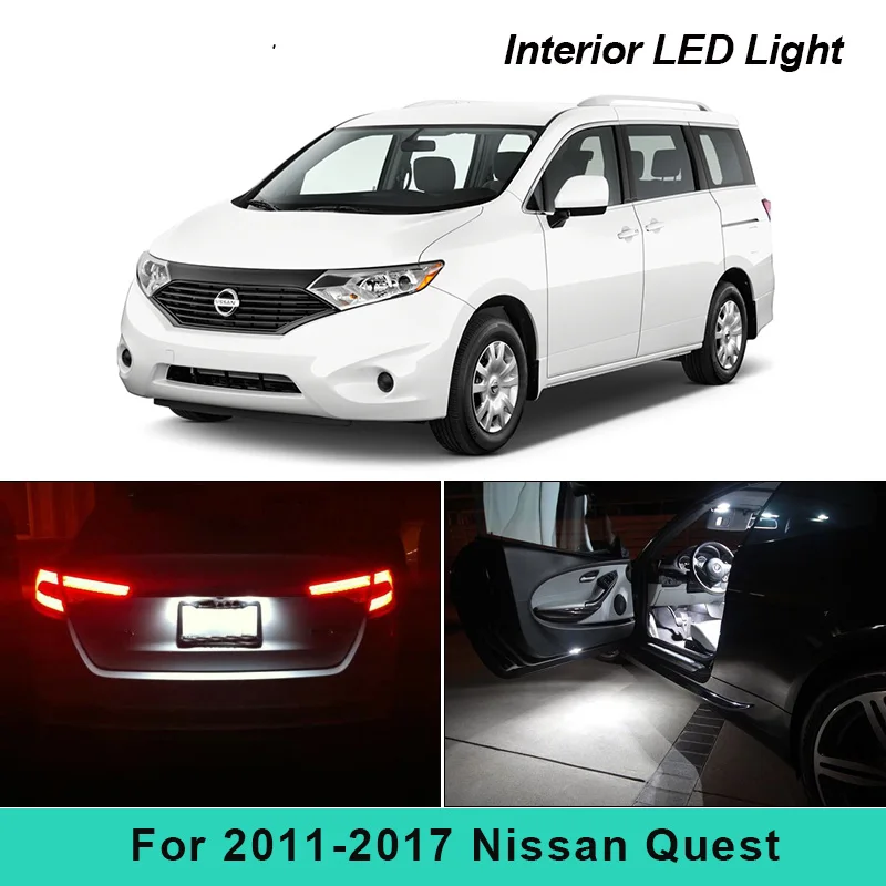 

14X Canbus Car LED Interior Lights Kit For 2011 2012 2013 2014 2015 2016 2017 Nissan Quest Map Dome Trunk License Plate Lamp