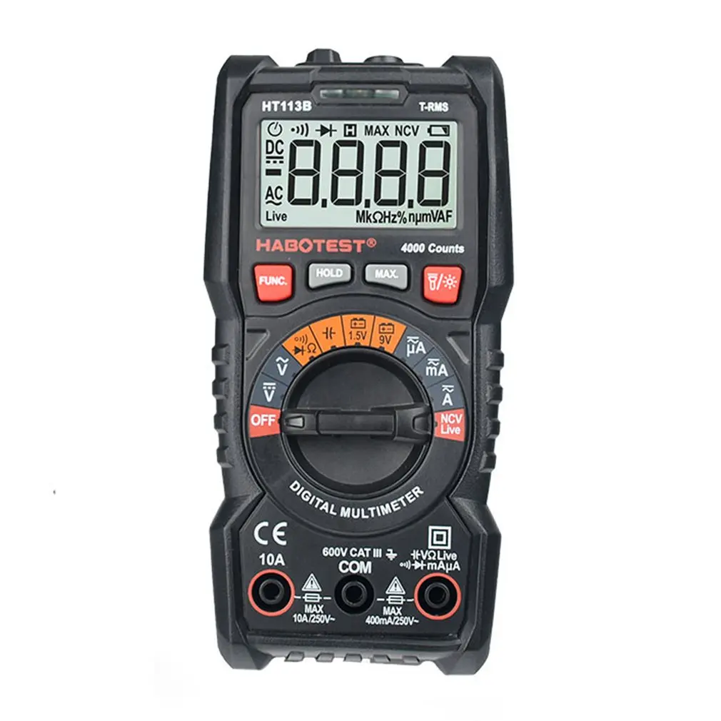 Цифровой мультиметр HT113B, автоматический диапазон, Бесконтактный индикатор напряжения, Гц, Ture RMS, переменный/постоянный ток, 6000 подсчет, Проф...
Цифровой мультиметр HT113B, автоматический диапазон, Бесконтактный индикатор напряжения, Гц, Ture RMS, переменный/постоянный ток, 6000 подсчет, Проф...