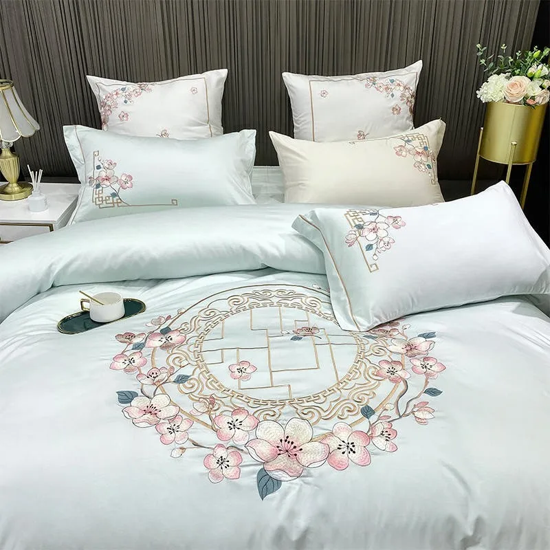 2021 Cottob 4Pcs Duvet Cover Set Zipper Closure Vintage Embroidered Floral Design Bedding Bed sheet Pillow Shams Queen King
2021 Cottob 4Pcs Duvet Cover Set Zipper Closure Vintage Embroidered Floral Design Bedding Bed sheet Pillow Shams Queen King