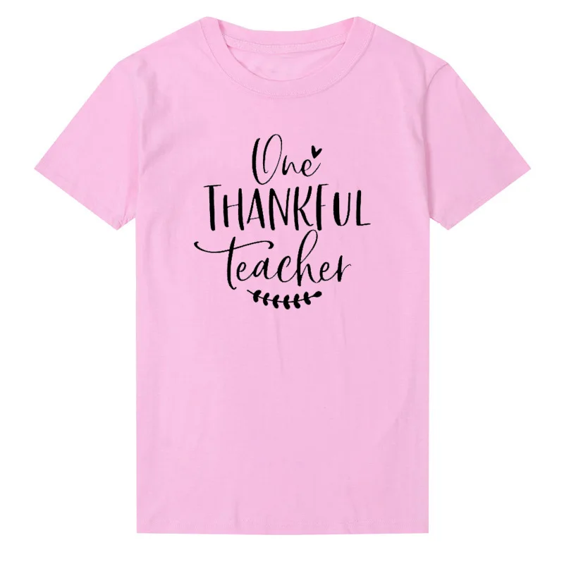 100% Pure Cotton T Shirt One Thankful Teacher Letter Print Women Short Sleeve O Neck Loose Tshirt 2020 Summer Causal Tee Shirt
100% Pure Cotton T Shirt One Thankful Teacher Letter Print Women Short Sleeve O Neck Loose Tshirt 2020 Summer Causal Tee Shirt