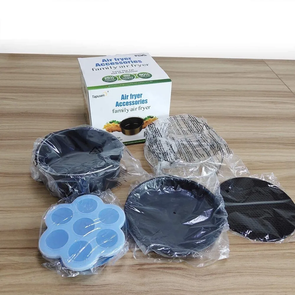 7Inch 10pcs/Set Air Fryer Accessories Cake basket Grill Toast Rack Steam Rack Insulation Pad Kitchen Supplies Accessories
7Inch 10pcs/Set Air Fryer Accessories Cake basket Grill Toast Rack Steam Rack Insulation Pad Kitchen Supplies Accessories