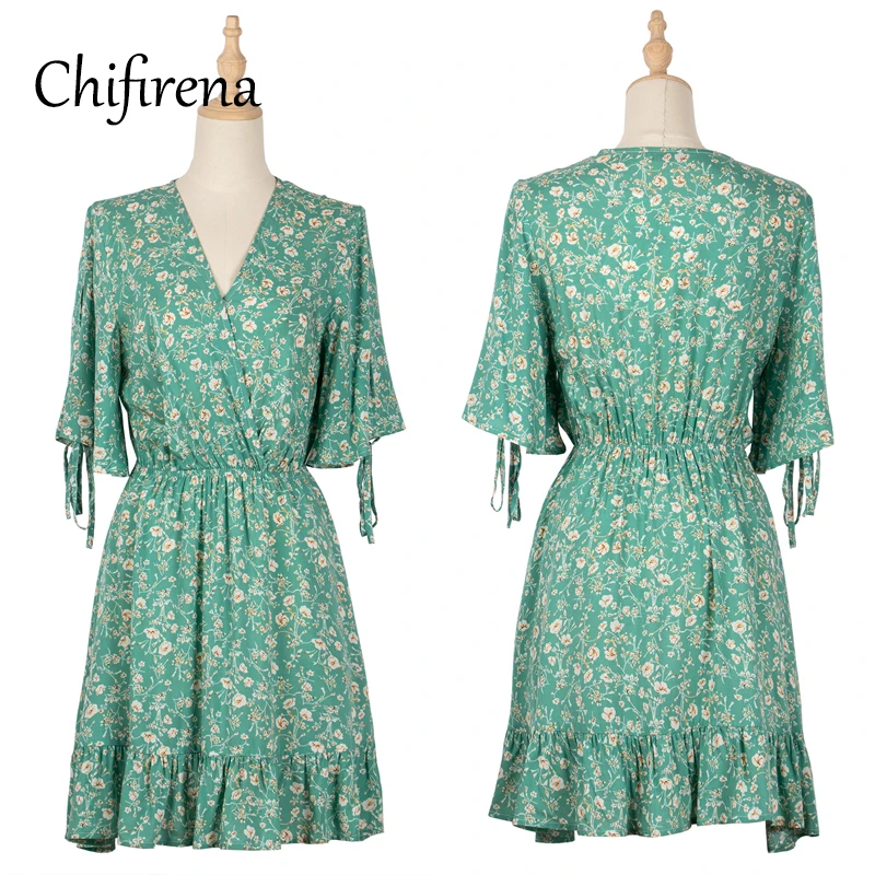 Chifirena Vintage Half Sleeve Summer Mini Dress Women Floral Print Boho Dresses Elegant Party Beach Sweet Green Vestidos Female
Chifirena Vintage Half Sleeve Summer Mini Dress Women Floral Print Boho Dresses Elegant Party Beach Sweet Green Vestidos Female