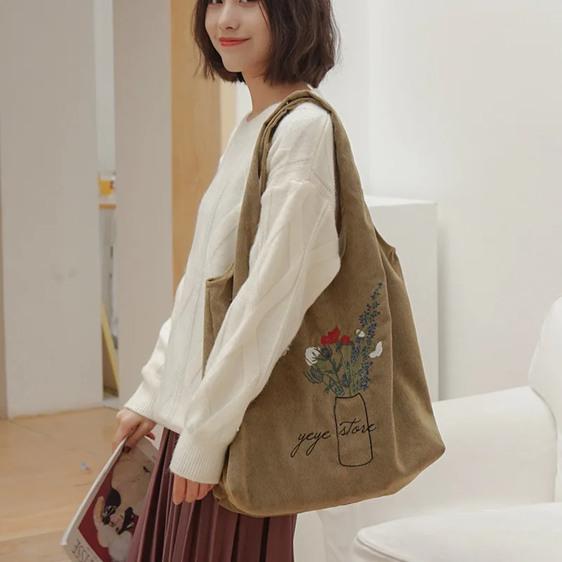 Women Corduroy Shoulder Bag Ladies Embroidery Canvas Shopping Bags Female Eco Cotton Cloth Handbag Foldable Tote Large Capacity
Women Corduroy Shoulder Bag Ladies Embroidery Canvas Shopping Bags Female Eco Cotton Cloth Handbag Foldable Tote Large Capacity