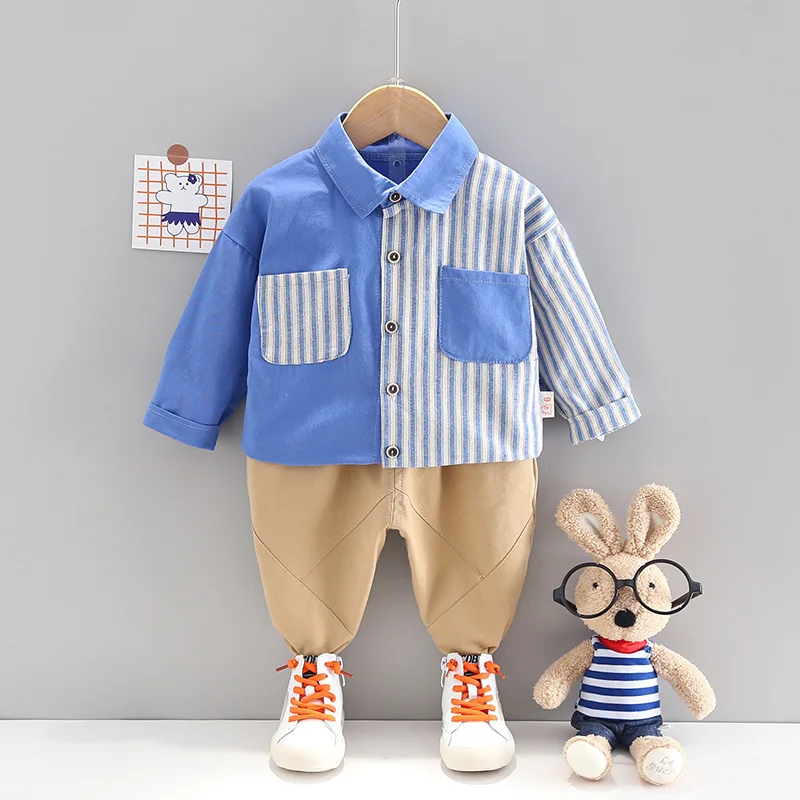 2Pcs Spring Autumn Cotton Children Clothing Sets Striped Shirt+Pants Baby Boys Handsome Fashion Outfits Toddler 0-4years Clothes
2Pcs Spring Autumn Cotton Children Clothing Sets Striped Shirt+Pants Baby Boys Handsome Fashion Outfits Toddler 0-4years Clothes