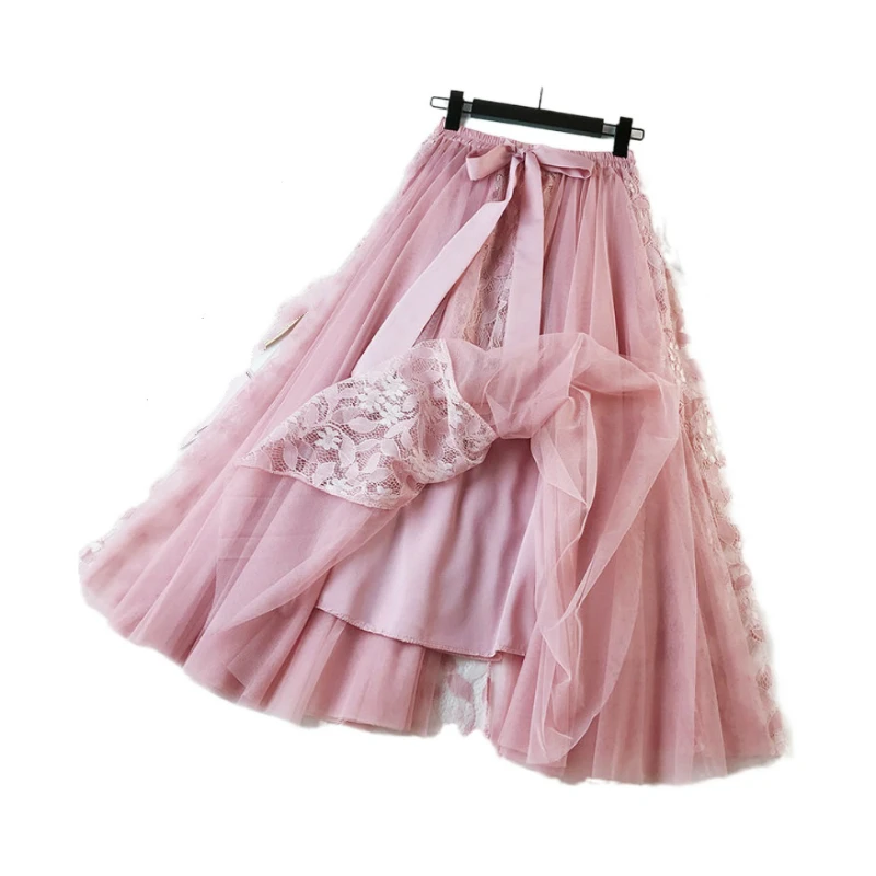 Women's Floral Embroidery Lace Skirt High Waist Big Bow Multi-layer Mesh Skirts Female Knee Length Elegant Skirts Ladies Skirt 
Women's Floral Embroidery Lace Skirt High Waist Big Bow Multi-layer Mesh Skirts Female Knee Length Elegant Skirts Ladies Skirt