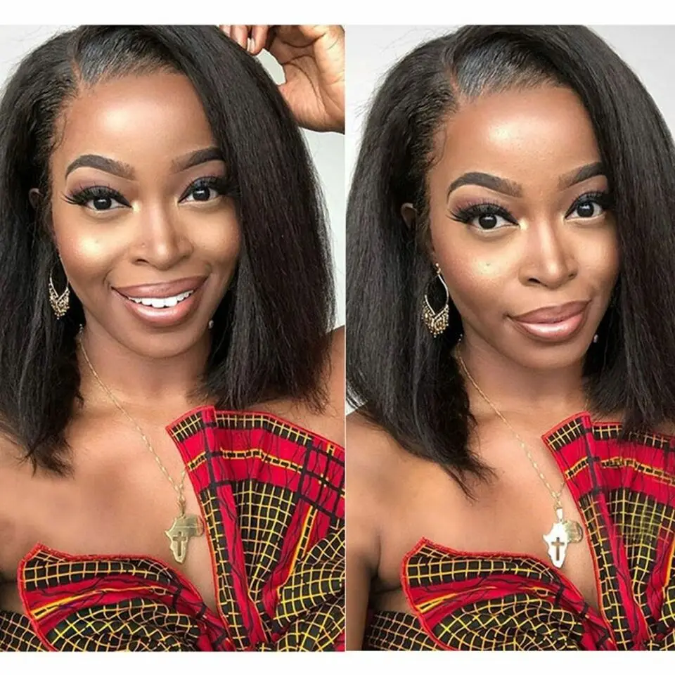 Short Bob Wig Kinky Straight Human Hair Wigs For Black Women Transparent Lace Frontal Bob Wig Brazilian Lace Closure Wig 4x4
Short Bob Wig Kinky Straight Human Hair Wigs For Black Women Transparent Lace Frontal Bob Wig Brazilian Lace Closure Wig 4x4