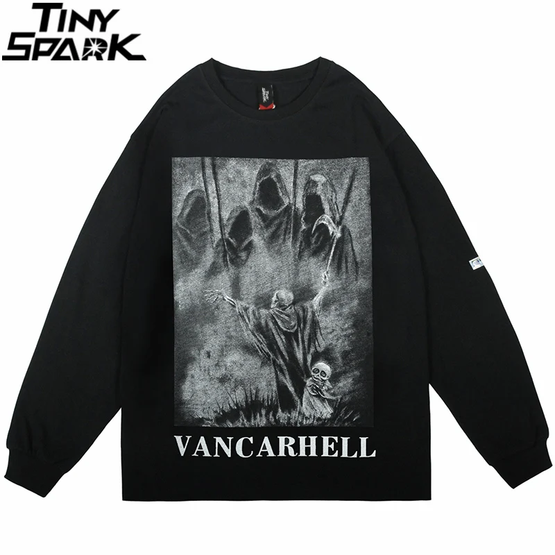 2021 Men Streetwear T-Shirt Hip Hop Ghost Skull Letter Printed Tshirt Harajuku Cotton Loose Long Sleeve T Shirt Tops Tees Black 
2021 Men Streetwear T-Shirt Hip Hop Ghost Skull Letter Printed Tshirt Harajuku Cotton Loose Long Sleeve T Shirt Tops Tees Black