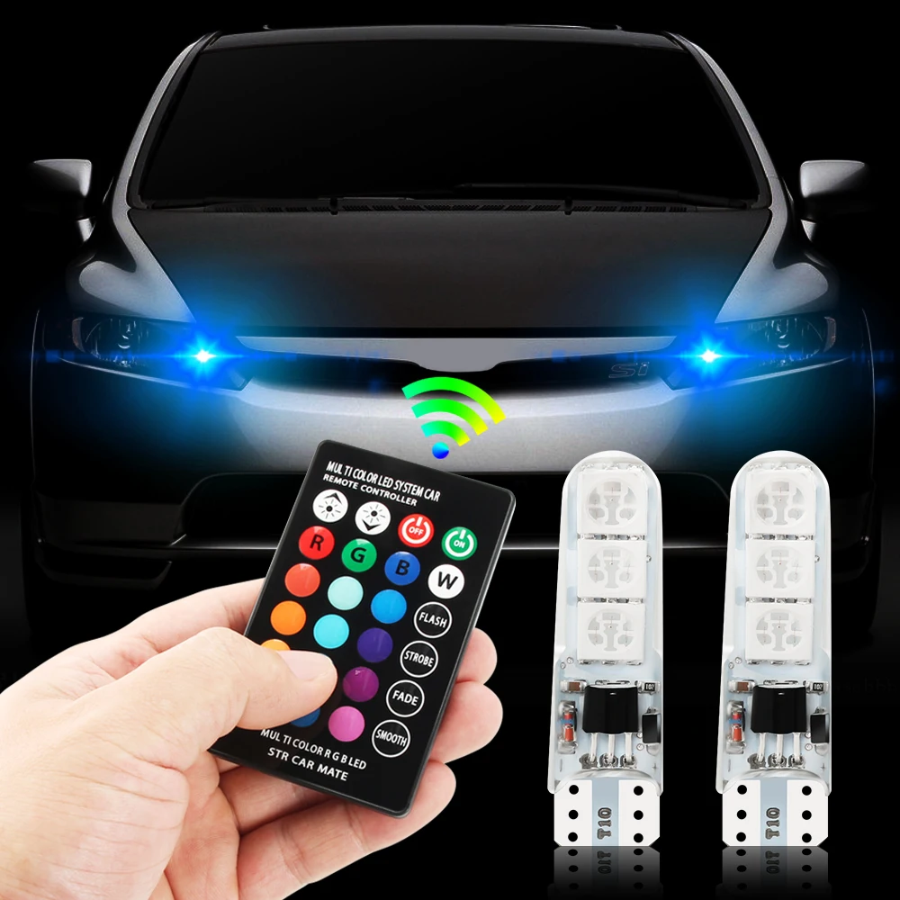 Светодиодсветодиодный лампа T10 W5W 194 168 RGB светодиодный пультом дистанционного