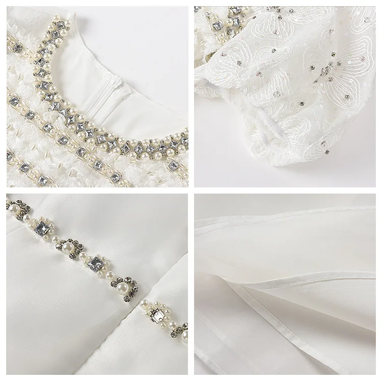 Miu Fashion Women's White Elegant Dress Pearl Sequins Puff Sleeve Midi Dress Female Summer
Miu Fashion Women's White Elegant Dress Pearl Sequins Puff Sleeve Midi Dress Female Summer
