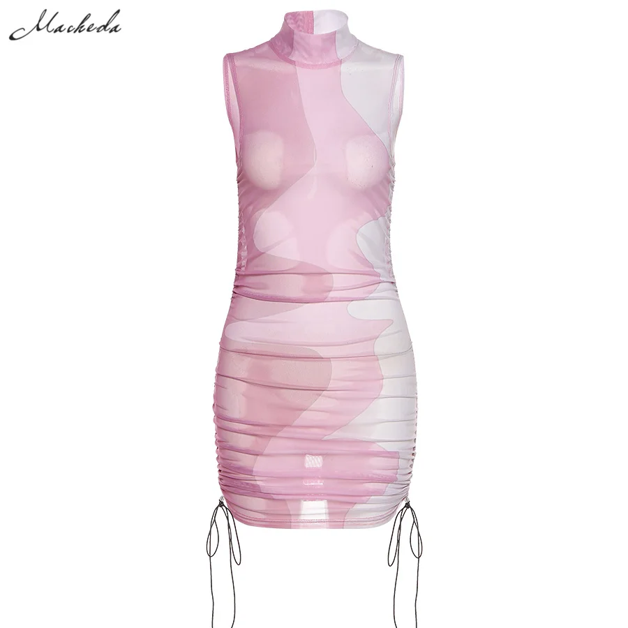 Spring Sexy Mesh See Through Slim Dress Women Fashion Printing Turtleneck Sleeveless Clothing Lady Bodycon Mini Dresses
Spring Sexy Mesh See Through Slim Dress Women Fashion Printing Turtleneck Sleeveless Clothing Lady Bodycon Mini Dresses