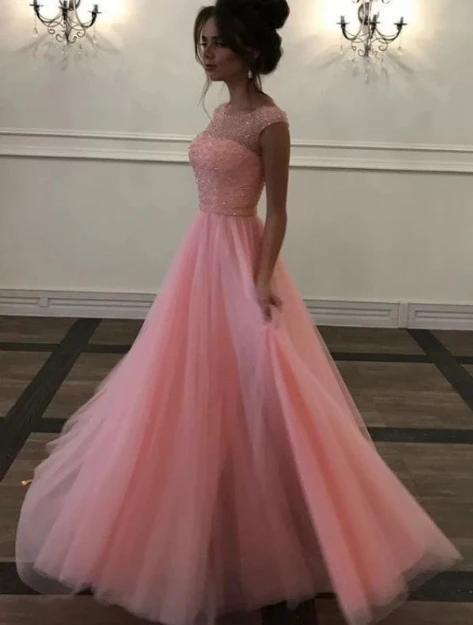 Pink Tulle A-line Cap Sleeves IIllusion Full-Length Custom-Made Women's Dresses mother of the bride dresses robe de soiree
Pink Tulle A-line Cap Sleeves IIllusion Full-Length Custom-Made Women's Dresses mother of the bride dresses robe de soiree
