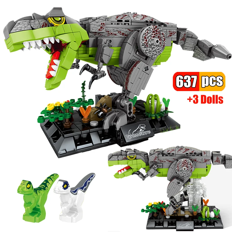 

637Pcs City Mechanical Dinosaur Jurassic World Tyrannosaurus Building Blocks Battle Dino Figures Model Bricks Toys for Children