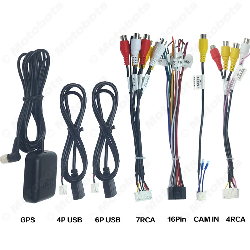 7PCS Car Cable Universal Power Cables BT Radio GPS HD Multimedia Player Reversing Input Auto Wire Connector Harness Kits | Автомобили и