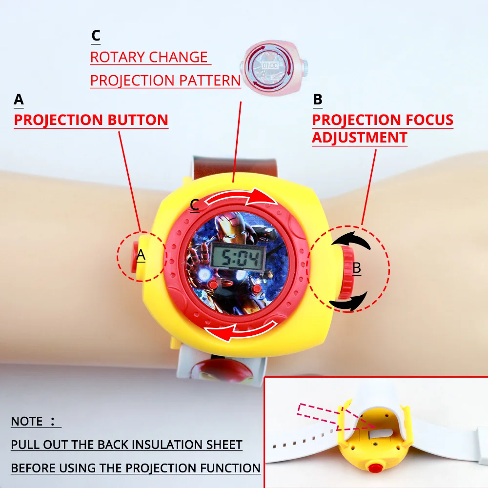 Princess Elsa Children Watches Girls Rubber Digital 3D Projection Mickey Watch Kids Clock Boys Wristwatches Gift Dropshipping | Наручные