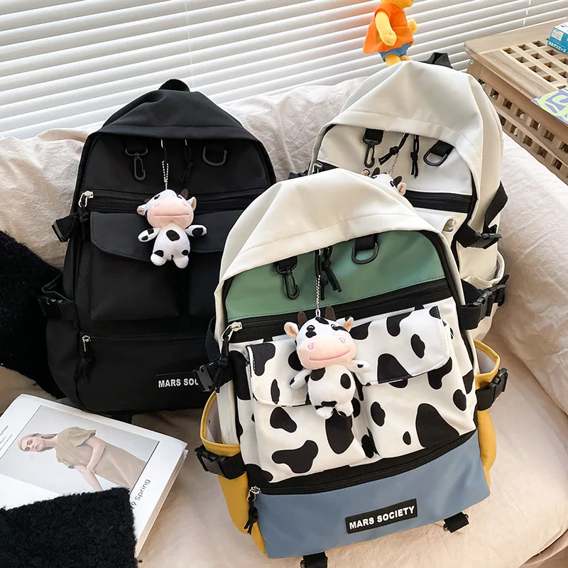 Women Backpack 2021 Black White Cow Pattern Shoulder Bag Large Capacity Nylon High School Bags For Teenagers Mochila Backpack
Women Backpack 2021 Black White Cow Pattern Shoulder Bag Large Capacity Nylon High School Bags For Teenagers Mochila Backpack
