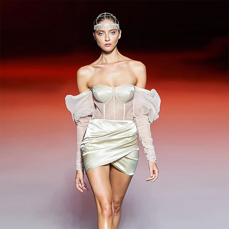 Fashion Sexy Elegant Party Dresses Strapless Long Sleeves Short Mini Length Women Evening Cocktail Gowns Plus Size Custom Made
Fashion Sexy Elegant Party Dresses Strapless Long Sleeves Short Mini Length Women Evening Cocktail Gowns Plus Size Custom Made