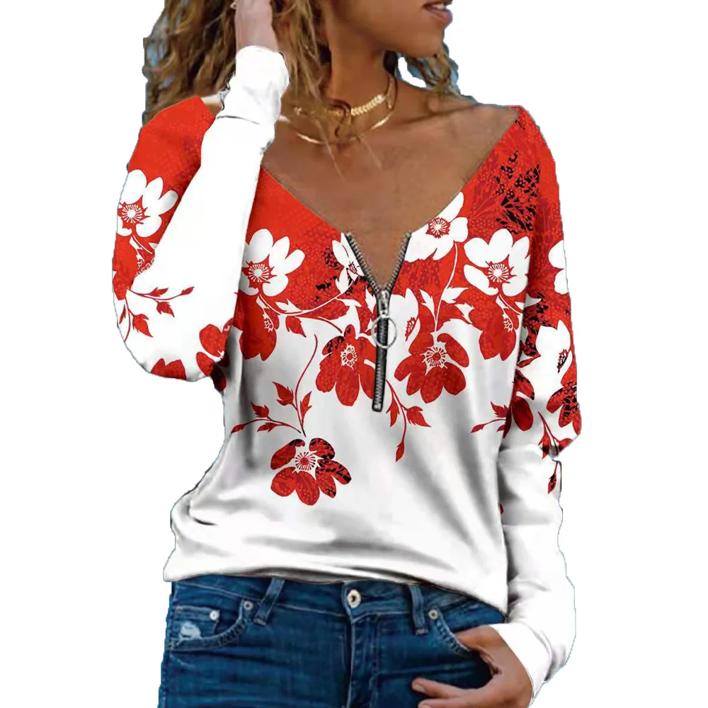 Women TShirt Elegant Temperament Elements Digital 3D Printing V-Neck Zipper Spring Autumn Long-Sleeved Street Hipster Ladies Tee
Women TShirt Elegant Temperament Elements Digital 3D Printing V-Neck Zipper Spring Autumn Long-Sleeved Street Hipster Ladies Tee